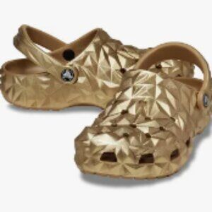 Crocs Gold Metallic Geometric Classic Clogs Unisex W9/M7